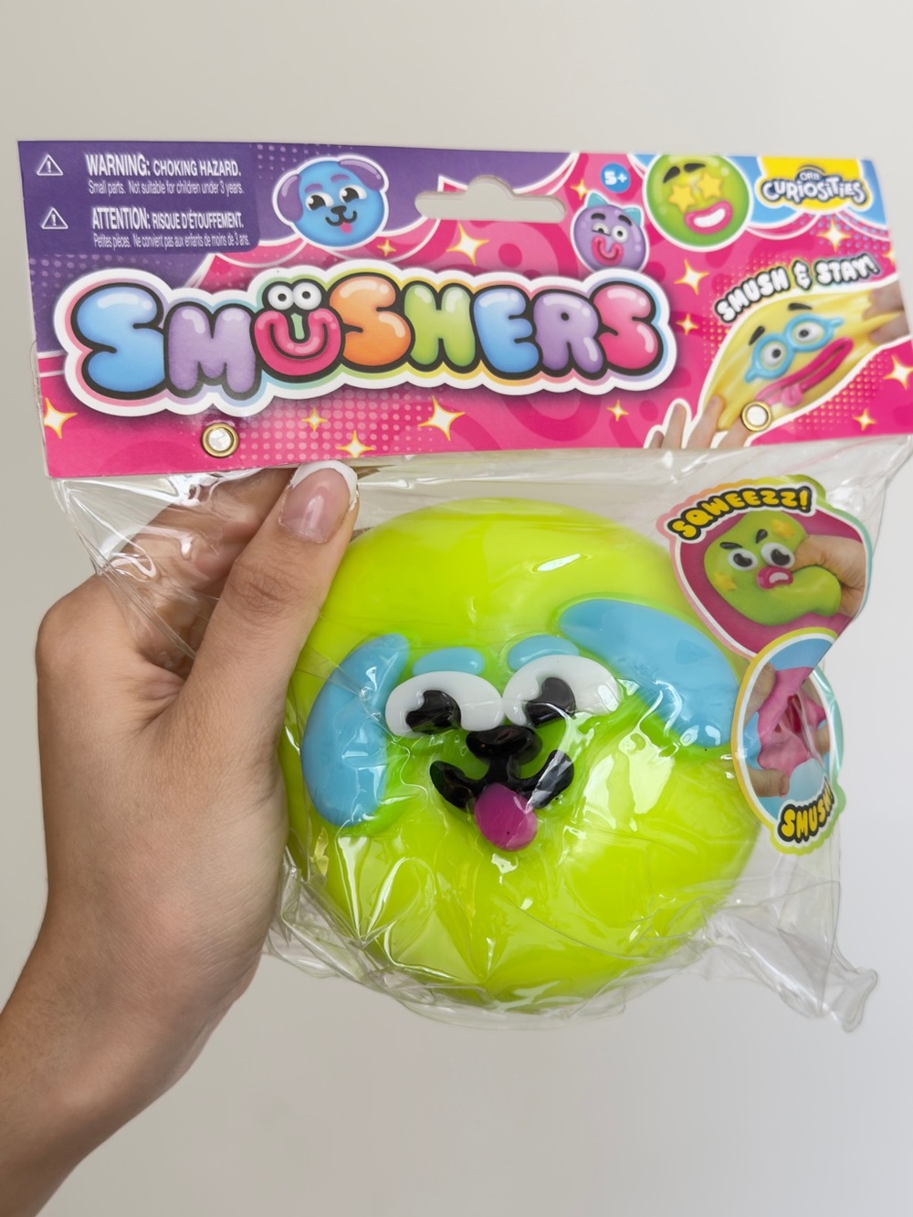 Smushers Plush Squishy Toy - Neon Yellow & Blue Squeeze Toy